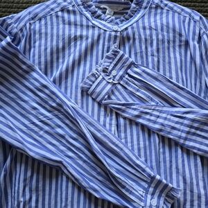 Chic Striped Blue Women's Blouse
